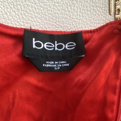 bebe Red Solid Round Neck Sleeveless Sheath Knee Length Zip Dress S/P