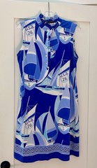 Barbara Erickson Blue/White Nautical Print Collared Sleeveless Sundress M