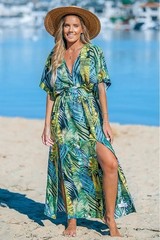 Cupshe Women&rsquo;s Tropical Double Hem Split Maxi Size XL- Summer, Beach Dress 026