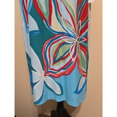 NWT Chicos Blue Abstract Colorful Floral Casual Shift Dress Summer Vacay Size 12