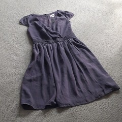 Tevolio Purple Chiffon Wrap dress Cap Sleeve Size 4 Side Zipper with Pockets