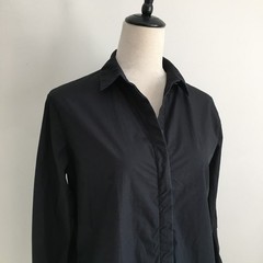 T by ALEXANDER WANG Womens sz Medium Black Rounded Hem Hidden Button Shirt Dress