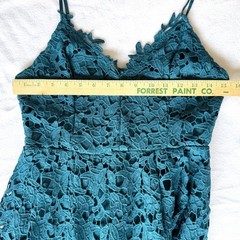 ASTR the Label Floral Midi Dress Size M Teal Lace Wedding Guest Garden Party