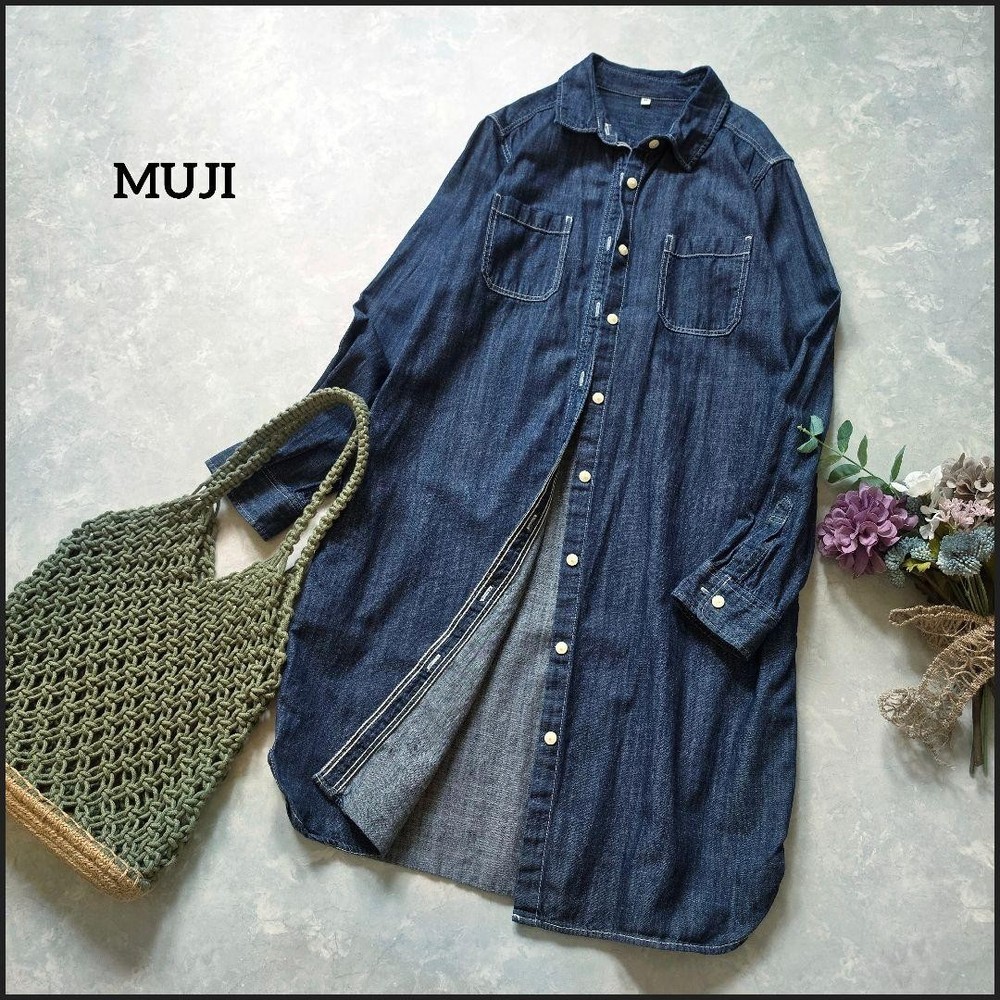 MUJI 2 Way for Layering Excellent Condition 100 Cotton Denim Shirt Dress