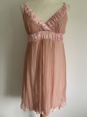 TFNC Fit & Flare Mini Dress Size 6 Pink Chiffon silk blend fairycore whimsycore