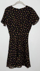 MADEWELL 100% Silk Button-Front Swing Dress in Black Feline Floral Size 00