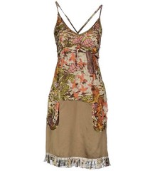Pianurastudio Midi Dress – Size 10 – Military Green Abstract Print – Sleeveless