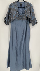 Cachet Dress Womens 12P Blue Capri Beaded Formal Gown Jacket Set Mother Bride