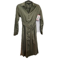 French Connection Long Shirt Button Down Dress, Women&rsquo;s Size XS – Olive Green