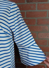Draper James Sea Blue & White Sailor Striped Ruffled Shift Dress Size 8 Nautical
