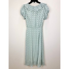 Solid & Striped The Calais Ruffled Horse Printed Crepe Midi Dress Viscose XS NWT