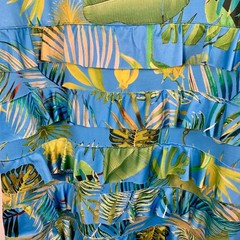 Tango Mango Tropical Leaf Ruffle Tank Dress XL Tiered Blue Green Vacation Resort