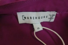 Warehouse Womens Solid Button Front A-Line Casual Full Sleeve Shirt Dress 10