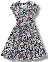 Vintage Karin Stevens Petites 14 Floral Cotton Midi Dress Korea Cottagecore