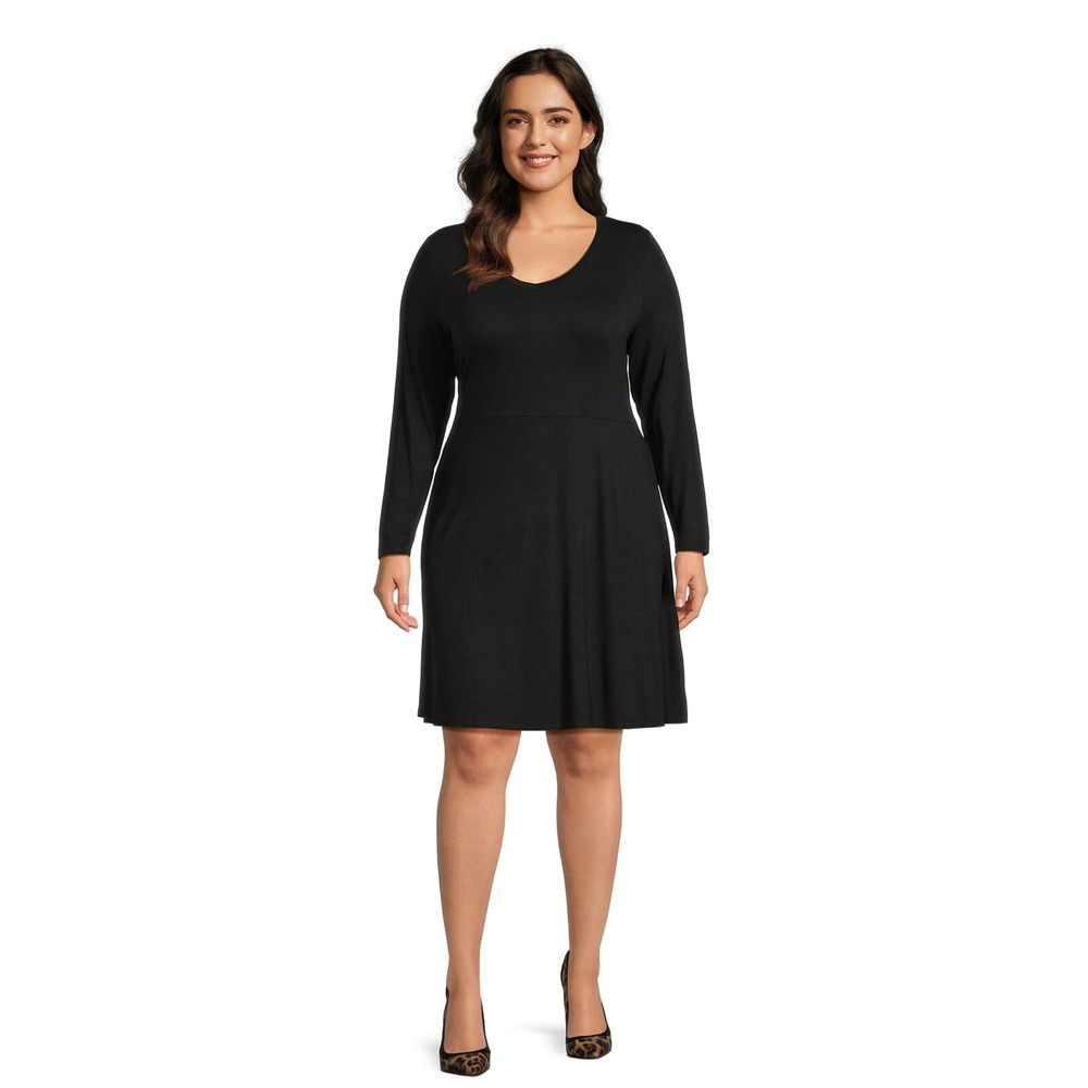 Terra & Sky Women&rsquo;s Plus Size Long Sleeve Swing Dress Black U pick NEW