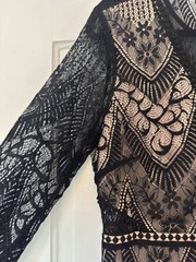 ASTR The Label Women’s Chelsi Black And Nude Long Sleeve Lace Dress Size XL