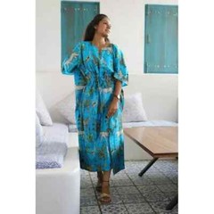 Indian Vintage 100% Cotton Long Beach Maxi Kaftan Dress One Size Caftan Kimono