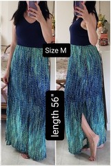 Women&rsquo;s Fashion Summer Maxi Dress Sleeveless Crewneck Side-Slit Navy Blue Sz M