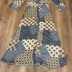 Glamorous Patchwork Geometric Floral Smock Maxi Dress Womens Size Large