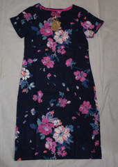 Joules Short Sleeve Dress UK10 US6 EU38 Navy Floral 100% Cotton Jersey