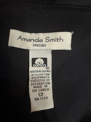 Amanda Smith Size 12 Black Floral Embroidered Dress Vacation Wedding Nwts