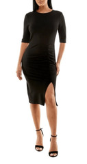 B. Darlin Black Dress Juniors Size 5 Short Sleeve Ruched Back Zip NEW