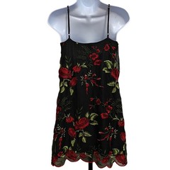 Show Me Your Mumu Romantic Floral Rose Embroidered Mini Dress XS Whimsigoth