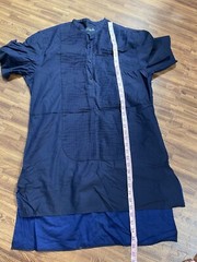 Women’s Short Sleeve 1/3 Button Front Dress Blue 100% Cotton