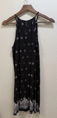 Mudd Womens Black White Boho Geometric Floral Halter Neck Rayon Midi Dress XS