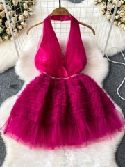 Hot Lady Beach Vacation Backless Dress Hottie Slim A-Line Cake Dress Party Skirt