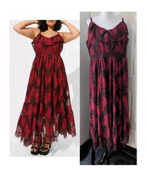 Torrid Dress Size 2 18/20 NWT Two Tone Lace Tiered Hem Dress In Rhubarb Pockets
