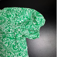 Crown & Ivy Green White Paisley Clip Dot Tiered Midi Dress Womens Small Pockets