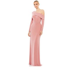 Mac Duggal 26595 Pink One Shoulder Long Sleeve Jersey Formal Gown Size 12 NWT