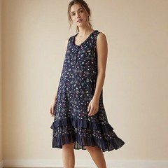 Papillon Navy Cycle Print Ruffle Dress Medium Fairy Boho Sleeveless Party