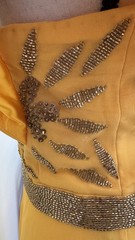 Beaded Golden Yellow Wedding Guest Midi Dress US 4-6 Virgos Lounge UK10