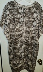 NWT~ HALSTON Brwn/Beige/Blk Animal snake Print Shift Dress V-NeckShortSleeve S/P