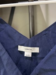 Vince V Neck Tie Back Flutter Sleeve Midi Dress Twilight Blue Womens Size XL