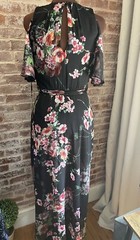 New! Calvin Klein Black Red Green Floral Chiffon Cold Shoulder Maxi Dress Size 2