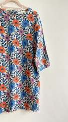 Seasalt Sol Blaze Dress Size 12 100% Linen Tunic Grey Floral Cottagecore Costal