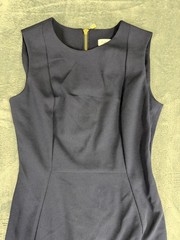 Calvin Klein Womens Navy Blue Sleeveless Sheath Dress Gold Back Zipper Size 4
