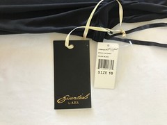 NWT Essentials ABS Black Dress Ruched Drop Waist Bubble Hem Y2K Sz 10
