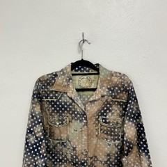 A Rare Bird Dress Polka Dot Pearl Snap Rhinestone Western Cowgirl Boho XXL Rodeo