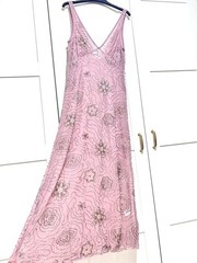 Zara Semi Sheer Sequined Beaded Midi Dress Purple Size: Large 4813/335/644