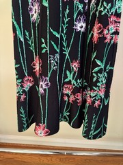 BCBGMAXAZRIA Black Multicolor Floral Sweetheart Strappy Mesh Midi Zip Back M