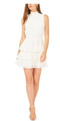 NEW, 1.state Sleeveless Dress Mock Neck Tiered-Size S-Mini Soft Ruffled- $60