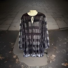 St John Couture Sheer Black Metallic Lined Dress Old Money Yacht Club Steampunk