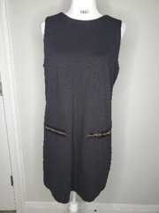 J. Crew Women’s Black 97% Cotton Gold Zip Sleeveless Sheath Dress Sz Medium