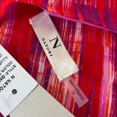 N Natori Illusions Abstract V-Neck Maxi Dress Pink Purple Red 2X GN3351 NEW