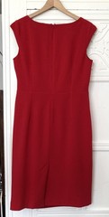 ALEXON-Red Fully lined polyester/viscose mix dress. Size: 14 See meas. below