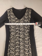 AB Studio Black & Beige Patterned Sweater Dress Women’s Size M